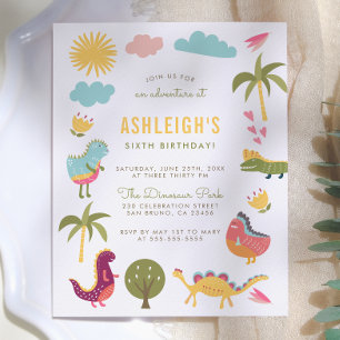 Dinosaur Birthday Party   Boy or Girl Birthday Invitation Postcard