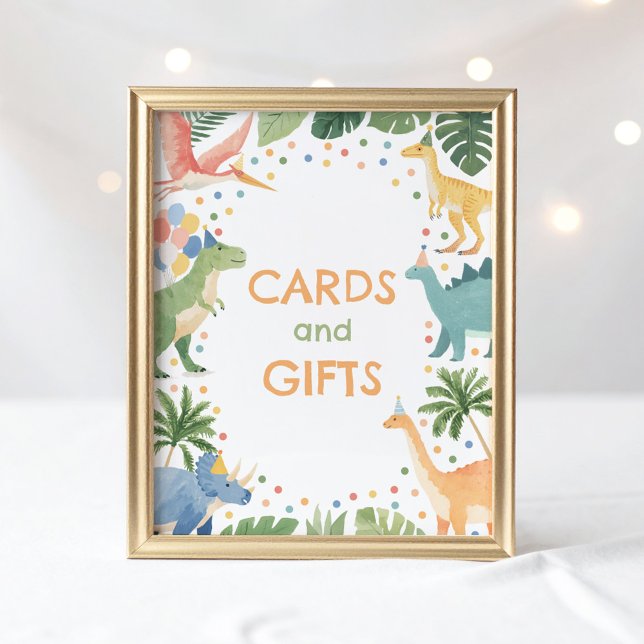 Dinosaur Birthday Party Cards and Gifts Sign (Creator Uploaded)