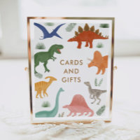 Dinosaur Birthday Party Cards and Gifts Sign