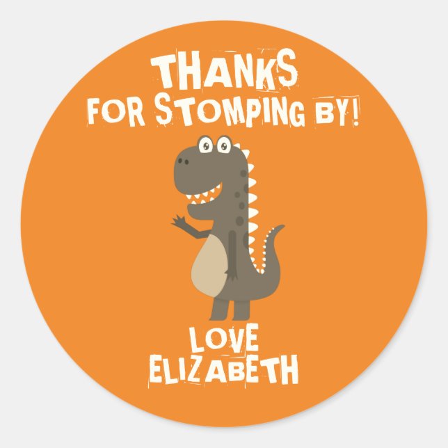 Dinosaur Birthday Party Classic Round Sticker (Front)