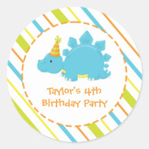 Dinosaur Birthday Party Dino Personalised Sticker