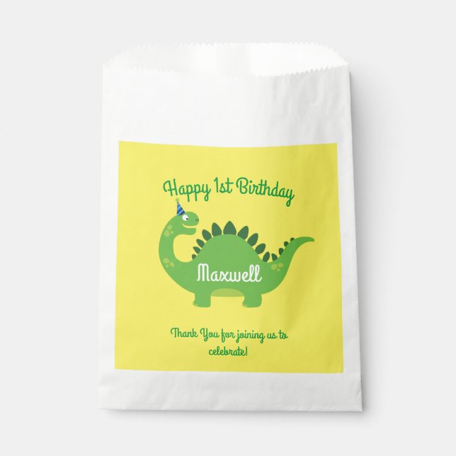 Dinosaur Birthday PArty Favour Bag (Front)