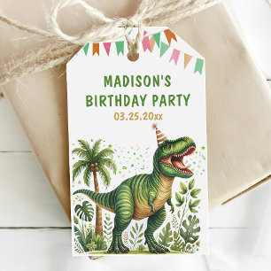 Dinosaur birthday party gift tags