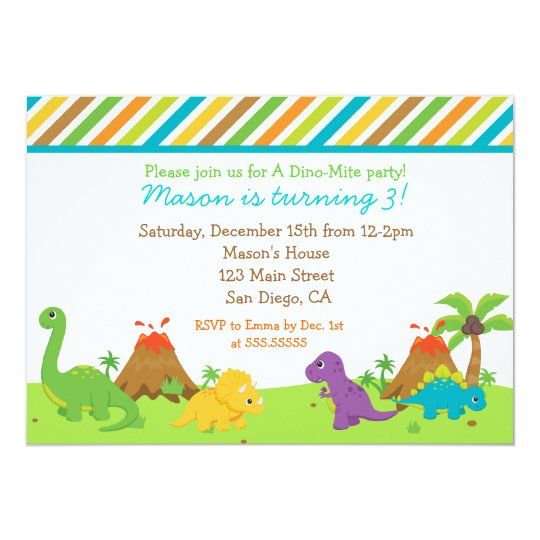 Dinosaur Birthday Party Invitaions Card