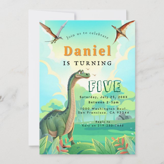 Dinosaur Birthday Party Invitation (Front)