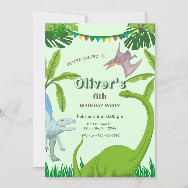 Dinosaur Birthday Party Invitation (Front)
