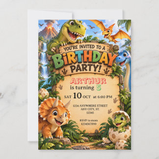 Dinosaur Birthday Party Invitation | Any Age