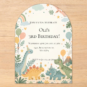 Dinosaur Birthday Party Invitation Editable Kids