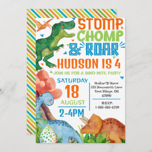 Dinosaur Birthday Party Invitation Personalised
