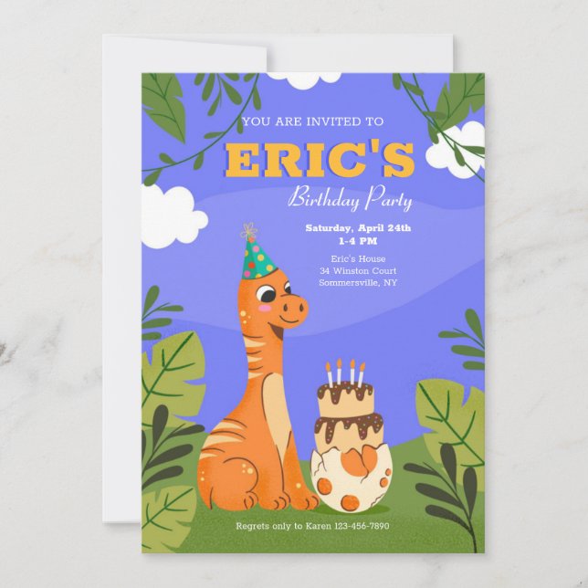 Dinosaur Birthday Party Invitations (Front)