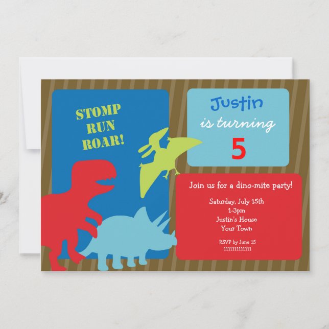 Dinosaur Birthday Party Invitations (Front)