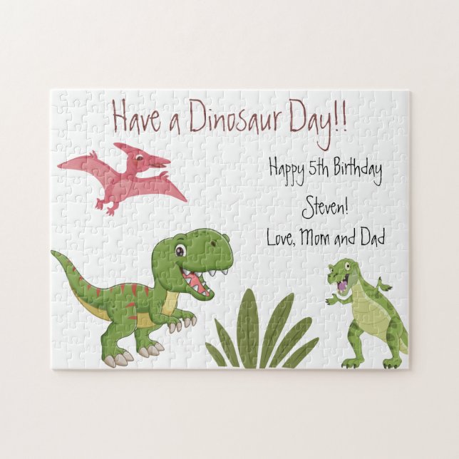 Dinosaur Birthday Party Jigsaw Puzzle (Horizontal)