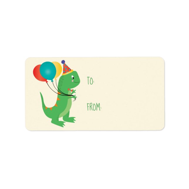 Dinosaur Birthday Party Label (Front)