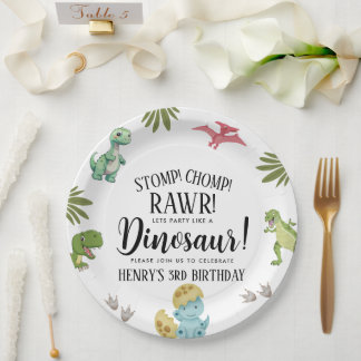 Dinosaur Birthday Party Paper Plate