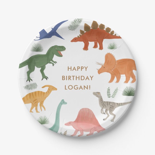 Dinosaur Birthday Party Paper Plate (Front)