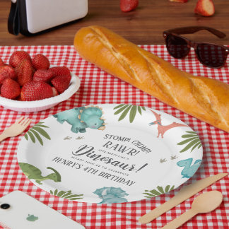 Dinosaur Birthday Party Paper Plate