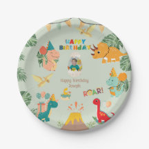 Dinosaur Birthday Party Paper Plate – Custom Photo