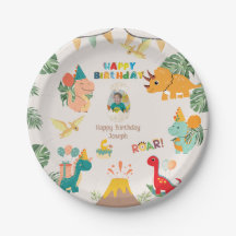 Dinosaur Birthday Party Paper Plate – Custom Photo