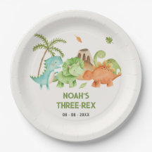 Dinosaur Birthday Party Paper Plates Boy Cute
