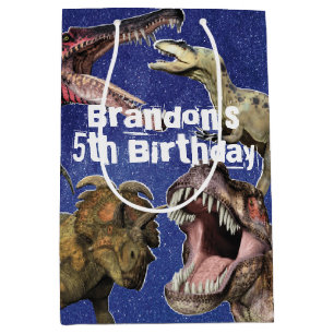 Dinosaur Birthday Party Personalised T-Rex Medium Gift Bag