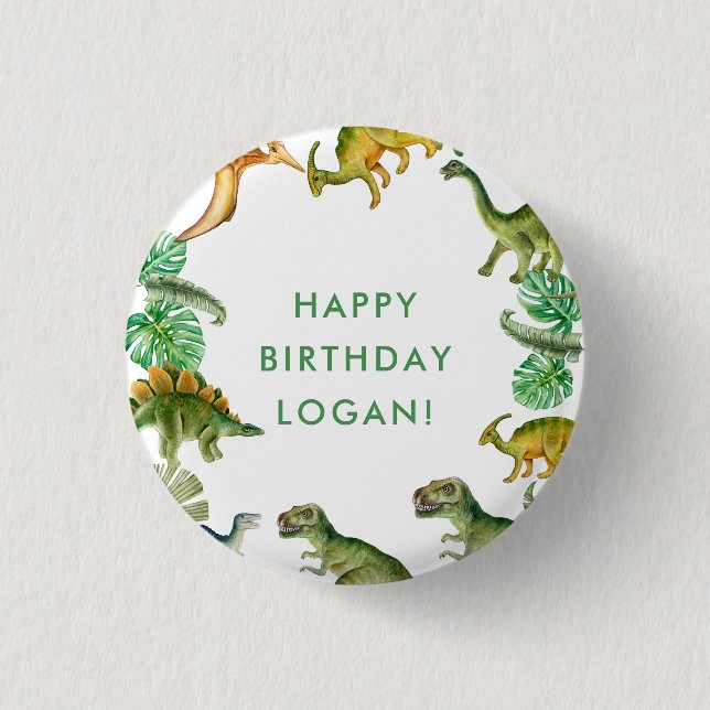 Dinosaur Birthday Party Photo 3 Cm Round Badge (Front)