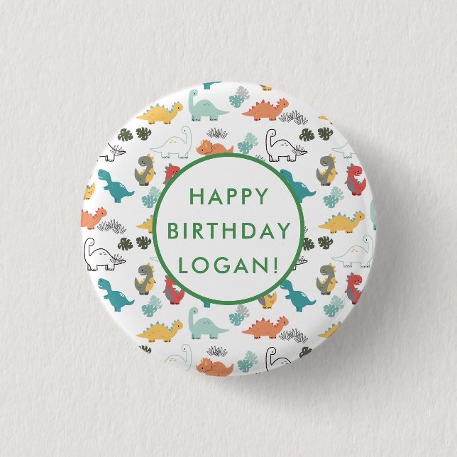 Dinosaur Birthday Party Photo 3 Cm Round Badge (Front)