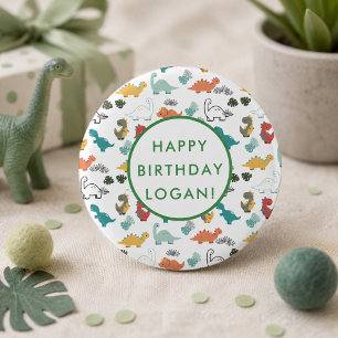 Dinosaur Birthday Party Photo 3 Cm Round Badge