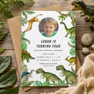 Dinosaur Birthday Party Photo Invitation