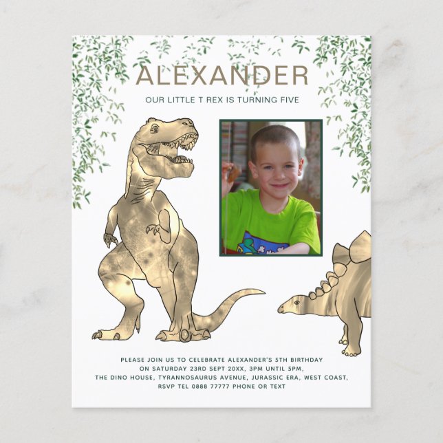 Dinosaur birthday party photo Invitation  Flyer (Front)
