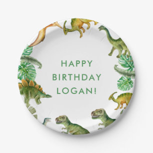 Dinosaur Birthday Party Photo Paper Plate