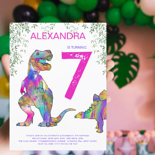 Dinosaur Birthday Party Pink Budget Invitation Postcard