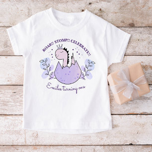 Dinosaur Birthday Party Pink Purple Baby T-Shirt