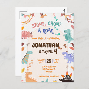Dinosaur Birthday Party Postcard