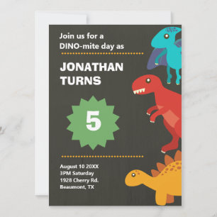 Dinosaur birthday party pun  invitation
