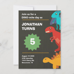 Dinosaur birthday party pun invitation