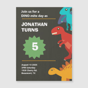 Dinosaur birthday party pun magnetic invitation