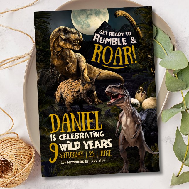 Dinosaur Birthday Party, Roaring T Rex Jurassic  Invitation (Creator Uploaded)