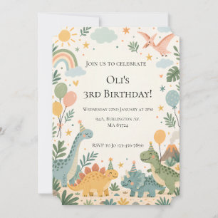 Dinosaur Birthday Party Save the Date Editable K Invitation