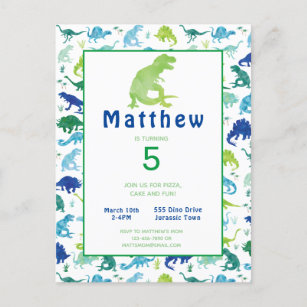 Dinosaur Birthday Party T-Rex Kids Invitation