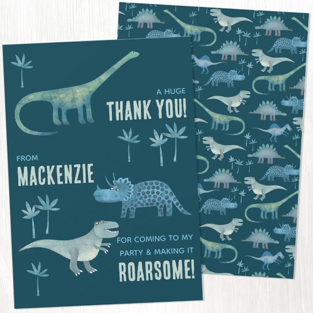 Dinosaur Birthday Party Thank You Card (Creator Uploaded)