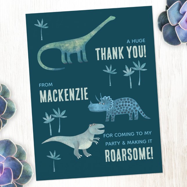 Dinosaur Birthday Party Thank You Postcard (Creator Uploaded)