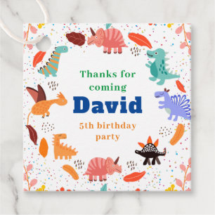 Dinosaur birthday party themed favour tags