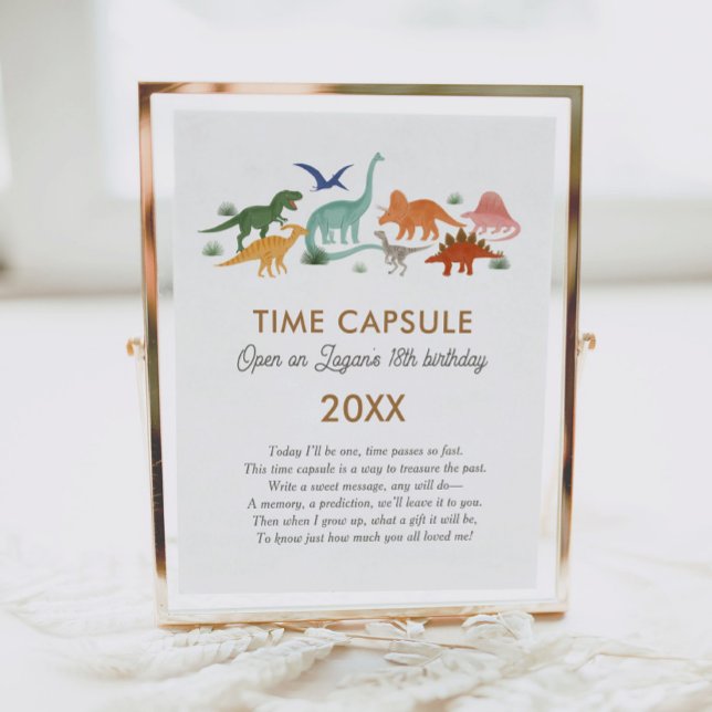 Dinosaur Birthday Party Time Capsule Sign (Creator Uploaded)