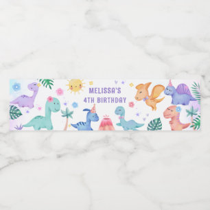 Dinosaur Birthday Party Water Bottle Label
