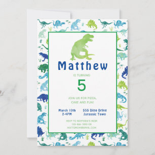 Dinosaur Birthday Party Watercolor Kids Invitation