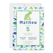 Dinosaur Birthday Party Watercolor Kids Invitation