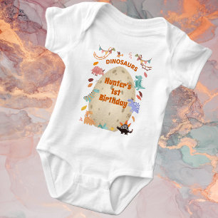 Dinosaur Birthday Party with Giant Dino Egg  Baby Bodysuit