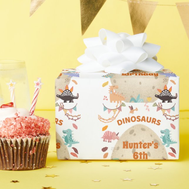 Dinosaur Birthday Party with Giant Dino Egg  Wrapping Paper (Birthday Party)