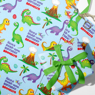 Dinosaur Birthday Personalised Wrapping Paper
