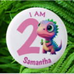 Dinosaur birthday Pink 6 Cm Round Badge<br><div class="desc">Dinosaur Birthday Step into a world of prehistoric wonder with Love Dinosaurs Button's collection of dinosaur party pin badges! These unique and custom-designed pins are the perfect way to transport your kids back to the dinosaur age, sparking their imagination and curiosity. Whether it's for a birthday party or just a...</div>